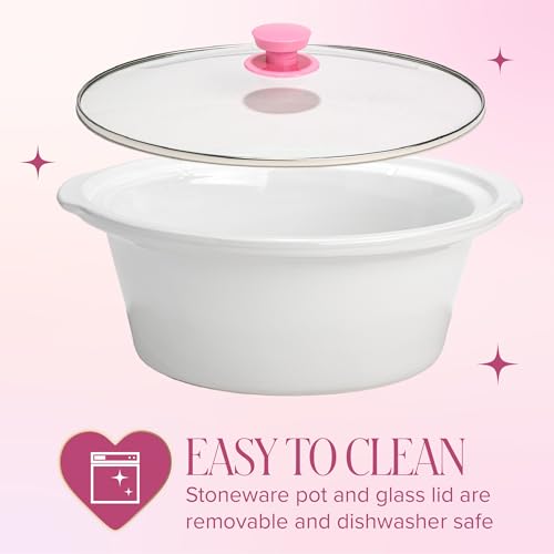 Image of Paris Hilton 6-Quart Manual Slow Cooker, Features Three Settings (Low, High, Warm), Naturally Nonstick and Dishwasher Safe Stoneware Insert, Family Sized Capacity, Gingham Pink