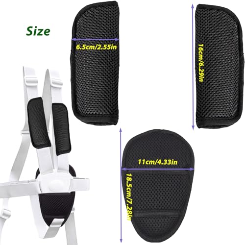 Image of 3 Pack Seat Straps Shoulder Pads, Stroller Strap Crotch Cushion,Soft Seat Straps Covers Suit for Pushchair, Stroller,High Chair(Black)