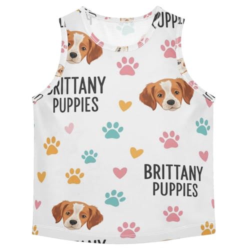 J JOYSAY Colorful Dog Paw Heart Boys Tank Top Sleeveless Muscle Shirts Quick Dry Workout Sport Active Kids T-Shirts 3-15T