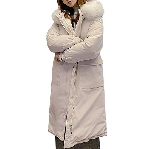 Preisvergleich Produktbild Damen Warme Winterjacke dicke Oberbekleidung Damen Langarm Baumwolle gepolsterte Jacke Reißverschluss Seitentaschen Slim Long Jacke, Polyester, 3-white, M=10 UK