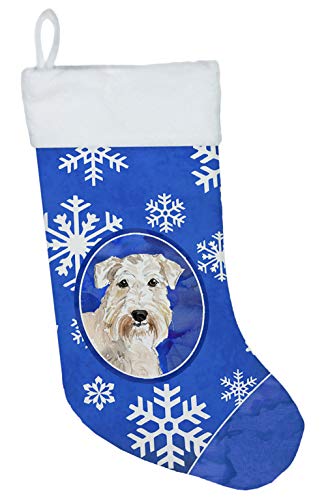 Caroline's Treasures CK3895CS ウィートンテリア 冬 雪の結晶 クリスマスストッキング L マルチカラー