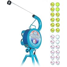 Jugs Small-Ball Pitching Machine with 2-Dozen Small-Balls1-Dozen White and 1-Dozen Vision-Enhanced Yellow. Hitting Big. Throws fastballs or Overhand Curves., JUGS Blue