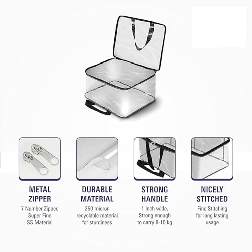 Image of Pack of 6 Transparent Pvc Storage Bag for Saree Covers,Clothes, Lehenga, Blankets, Bedsheets, Toys, Docs | Wardrobe Organizer | Clear Storage Box Bag (6)