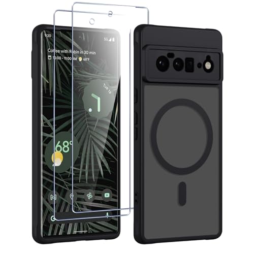Yxnvixn Magnetic for Google Pixel 6 Pro Case Compatible with MagSafe [with 2 Pack 9H+Screen Protector] Full Camera Protection Built-in Magnets Drop Protection Shockproof Translucent Matte Phone