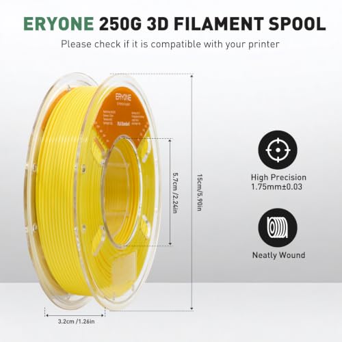 Image of ERYONE PLA Filament 3D Printer Filament Bundle Multicolor 1.75mm + /- 0.03mm, PLA Filament 250g Spool, 8 Rolls, Versatile Colors