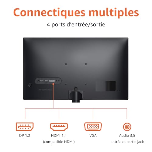 Amazon Basics Écran 24", FHD 1080p, Max 100 Hz, Compatible VESA, Haut-parleurs intégrés, Noir – Image 4