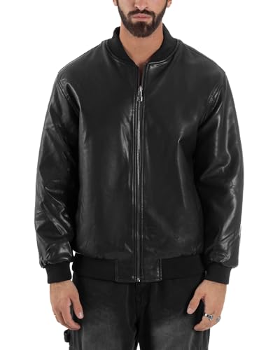 Giosal Giubbotto Uomo Double Face Bomber Reversibile College Ecopelle Camoscio