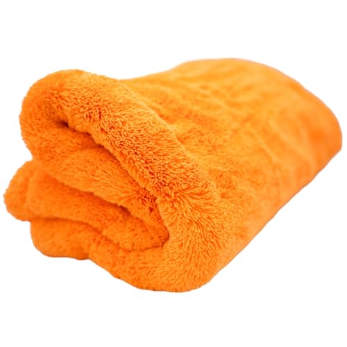THOR GOAT 1800 Drying Towel (Orange) Premium Korean Microfiber Car Drying Towel Ultra Plush Twist Loop Design Super Absorbent Lint-Free 28x28 1800 GSM Professional Auto Detailing Towel