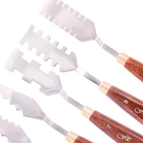 Creative Mark Painting Palette Knife Set FX Special Effects Flexible Stainless Steel Mixing & Painting Spatula Knife Set Wood Handle Create Texture With 9 Distinctive Blade Shapes [Set of 9] - Thumbnail 6