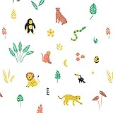 Safari Crib Sheet Fitted Organic, 100% Cotton GOTS Soft Jersey Jungle Animal Crib Sheets, Jungle...