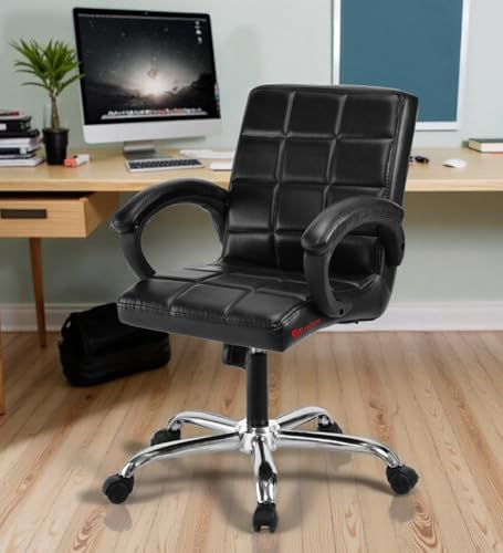 Image of GOYALSON Comfortable Revolving Office Chair Adjustable Swivel Chair with Padded Seat & Backrest for Home Office (1, Black, Standard)