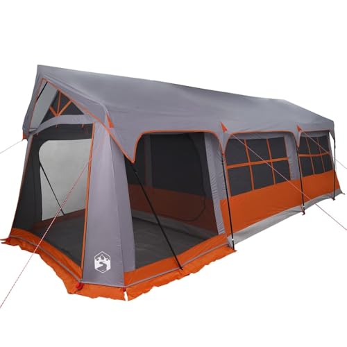 vidaXL Familienzelt Grau und Orange 620 x 322 x 240 cm Polyester, Abenteuer Ruft: modernes Familienzelt, wasserdichtes Outdoor-Gehäuse, großes Camping-Equipment, ideal fürs Wandern und Reisen