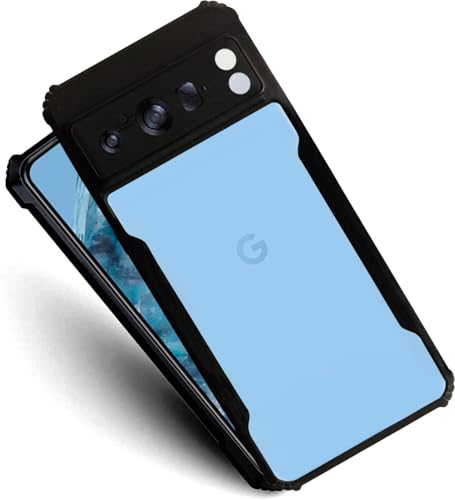Image of AIBEX Crystal Clear Back Cover Case for Google Pixel 8 Pro | 360 Degree Protection | Shock Proof Design | Transparent Back Cover Case (PC & TPU, Black Bumper)
