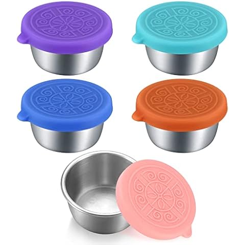 pzihao Pack of 5 Stainless Steel Sauce Containers Cover