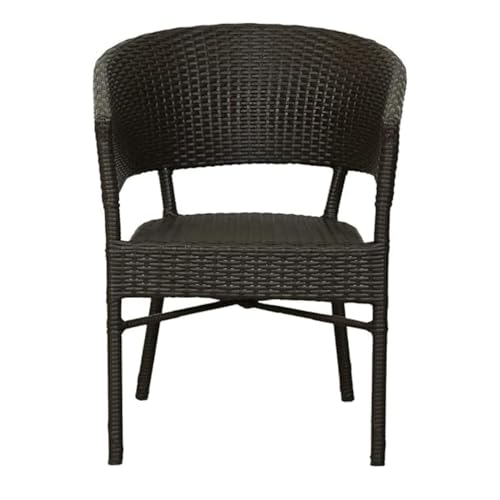 Image of Furniture D-12 Chairs Table Set 2+1 Wicker Patio Furniture Sets 2 Chair and 1 Table with Cushions for Garden Balcony Bedroom Powder Coated Frame Uv Protected Wicker (Black)