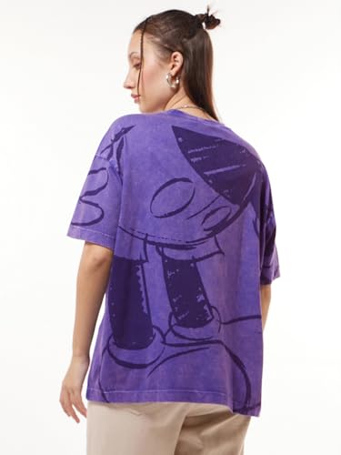 Image of Bewakoof X Disney Mickey Women's 100% Cotton Graphic Print Oversized Fit Half Sleeve Round Neck T-Shirt | Casual wear | Streetwear | Oversized Tshirt for Woman Cotton| Baggy