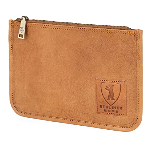 BERLINER BAGS Vintage Genuine Leather Document Organizer Theo M, Passport Holder and Travel Wallet - Brown