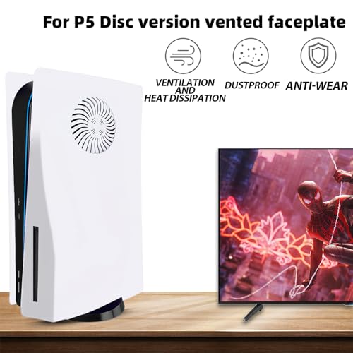 Image of Face Plates Cover Shell with Cooling Vents for PS5 Disc Edition Console Faceplates, Accessories Compatible with PlayStation 5 Protective Replacement Panels (White)