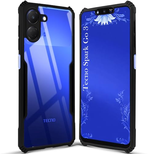 Image of Jkobi Hybrid Back Cover Case for Tecno Spark Go 3 (Shockproof with Polycarbonate Clear Panel | Professional Black)