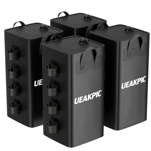 UEAKPIC Gazebo Weights 220 LBS Heavy Duty Set of 4 Tent Water Leg Bags for Outdoor Gazebos Canopies Pop Up Tents Sun Shelter & Patio Umbrellas (Black 25L x 4)