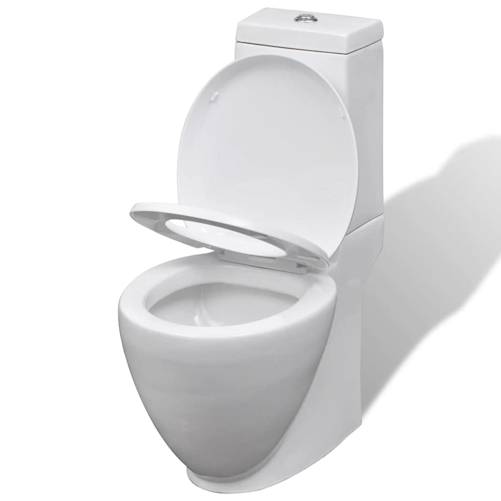 Set de inodoro y bidé de cerámica blanco, inodoro con asiento de cierre suave y doble descarga de 3/6 litros, bidé para montaje en el suelo, cómodo juego de baño