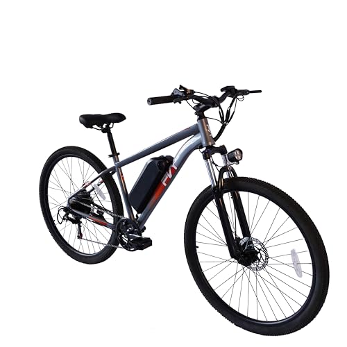 Bicicleta eléctrica M29 de 250 W con batería de 48 V y 17,5 Ah, 29 pulgadas para adultos, alcance de 120 km, Shimano de 7 velocidades, frenos de disco mecánicos, StVZO para ciudad y todo terreno (gris