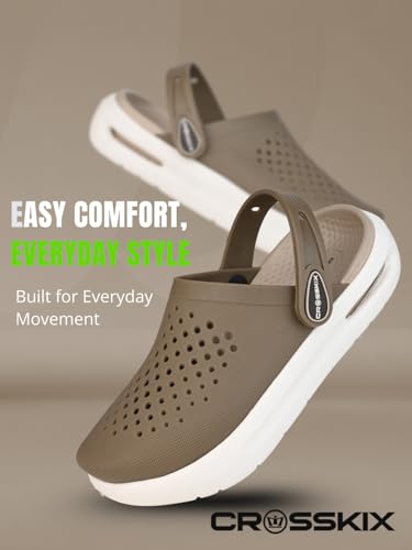 Image of Crosskix AeroComfort 2.0 Men's Lightweight Sport Clogs - Breathable EVA Slip-On Water Shoes with Arch Support and Adjustable Heel Strap