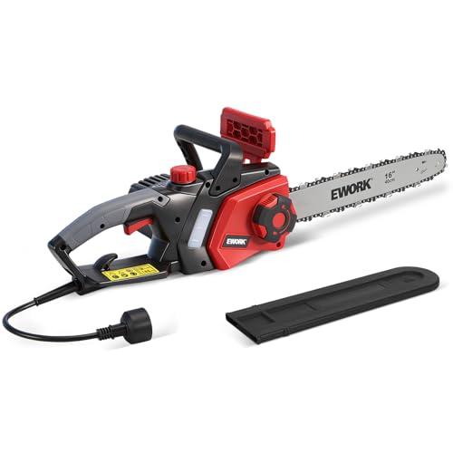 EWORK Electric Chainsaw Corded 16-Inch 15 Amp Electric Chain Saws, Corded Chainsaw with Tool-Free Chain Tension, Auto Oiling, Low Kickback, Electric Chainsaw for Tree Cutting, Pruning, Firewood
