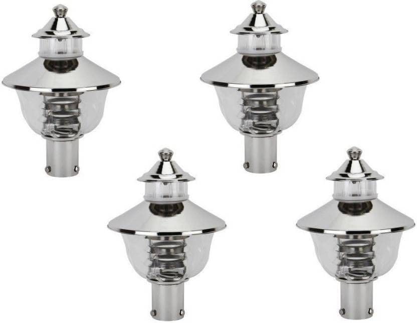 Gate Light Silver Plastic and Stainless Steel | Fixed Mount Outdoor Garden Field Roof Lighting Fixture | Durable Exterior Lamps for Yard Driveway Entrance | Pack of 4-picture-20