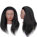 100% real hairmannequin head with human hair used to weave cosmetology doll head Bleaching Dyeing Curling Styling Head Hair Training Model Practice Head (black2)