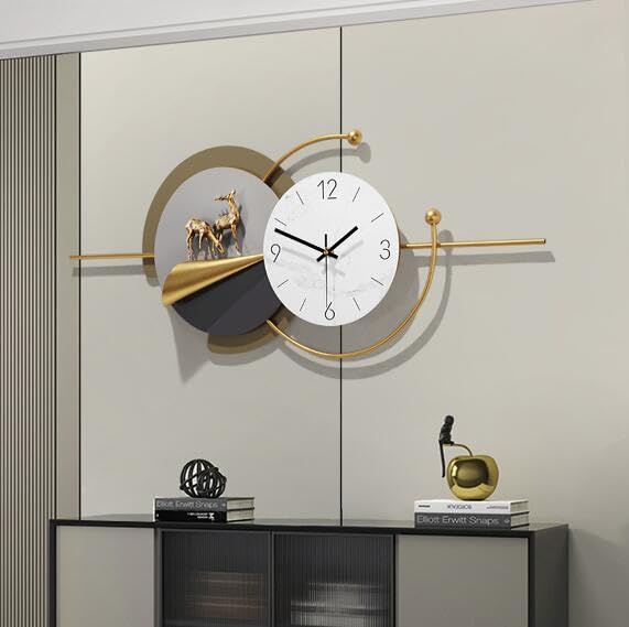 Grande horloge murale en métal moderne et silencieuse pour salon