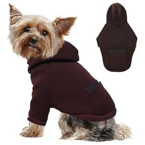 Allroaring Dog Hoodie with Pocket, Pet Fleece Coat for Medium Dogs, Lightweight Pet Sweatshirt, Warm Dog Sweater, Soft Puppy Clothing, Winter Doogie Clothes, Cat Apparel (X-Large, Coffee)