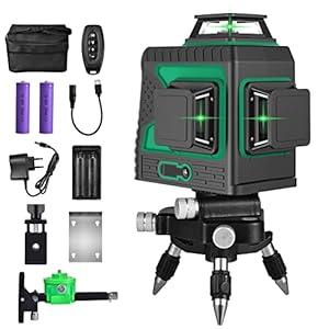 Kreuzlinienlaser 25M, THL&INEW kreuzlinielaser grün selbstnivllierend 3 x 360° Mit magnetischer Wandhalterung, 3D 12 Liien, IP 54 Linienlaser Vertikale und Horizontale Linie (Linienlaser)