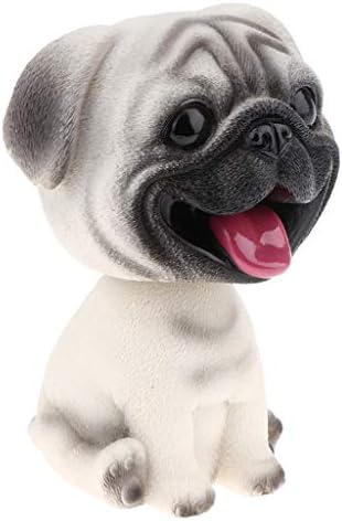 Fenteer Resin Shaking Head Dog Puppy Bobbing Heads Bobblehead Toy Animal Figures Car Dashboard Auto Decoration , Pug