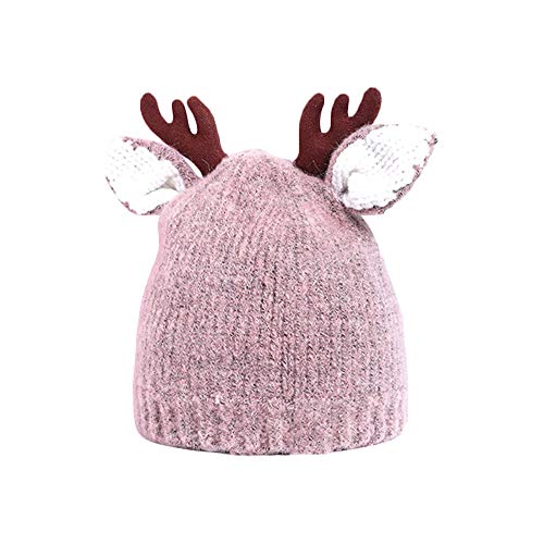 Bonnet en laine de Noël pour bébé avec rennes et bois de renne - Rose - taille unique Cover