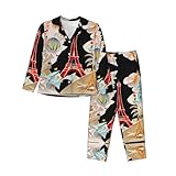 Tissu ultra doux et respirant : fabriqué à partir de 95 % de polyester et 5 % d'élasthanne, cet ensemble de pyjama imprimé Tour Eiffel Paris pour femme offre une sensation douce et soyeuse, respirante et agréable pour la peau pour un confort tout au long de la nuit