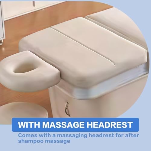 GENGXING Professional Beauty Salon Shampoo Bed Head Spa Equipment with Water Circulation,Steamer,Shampoo Chair Luxury Head Care SPA Shampoo Bed (Beige) - Image 7
