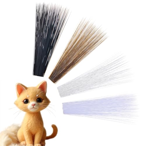 LXUEJIE 1200 Pcs Simulated Animal Whiskers for Crafts 3 Inches Craft Animals Whiskers Craft Animal Whisker Simulated Cat Needle Felting Plastic Whisker Supplies for Stuffed Muppet (4 Colors)