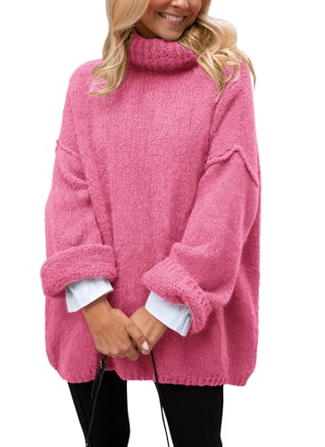 PRETTYGARDEN Women's Knit Oversized Sweater Fall Fashion Casual Long Sleeve Turtleneck Chunky Pullover Tops Winter Clothing