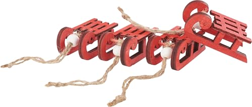 VBS 4er-Pack Mini-Schlitten rot 6x3x2cm mit Juteband...