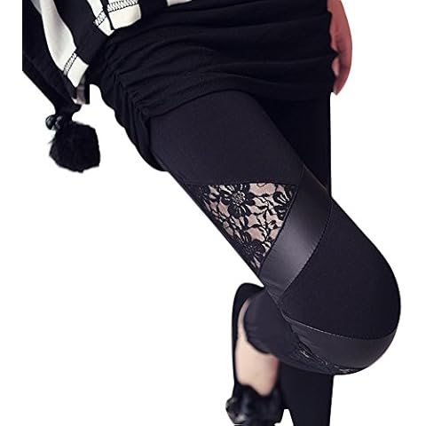 Women’s Black Lace Leggings with Patchwork Cover