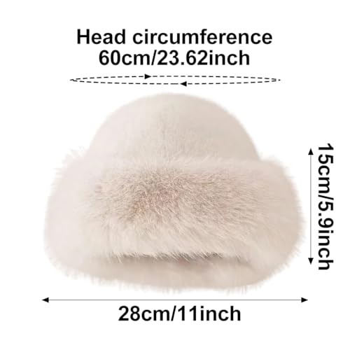 ECYC Faux Fur Bucket Hat, Fashion Plush Bucket Hat Fluffy Fisherman Cap Fuzzy Winter Warm Bucket Hat for Women Girls2