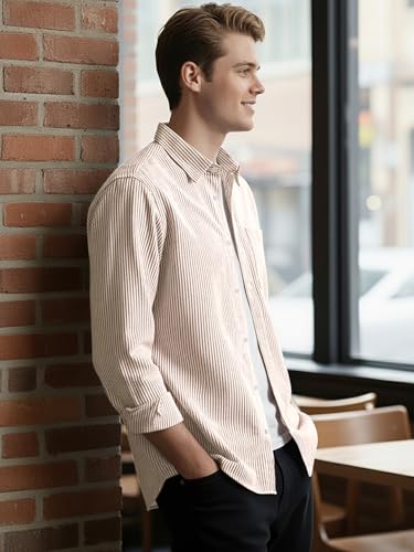 Image of Urbano Fashion Men's Cotton Full Sleeve Regular Fit Casual Striped Shirt