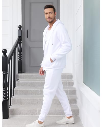 JIHUILAI Mens Tracksuit, Track Jackets and Pants 2 Piece Outfit Mens Hoodie Sweatsuit Full-Zip Fleece Jogger Set, S-3XL4