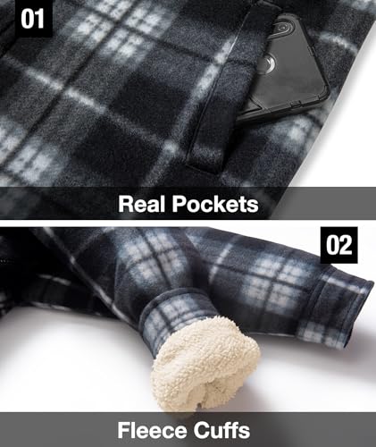 Image of GEEK LIGHTING Boys Flannel Jacket Sherpa Lined Hoodies Zip Up Fleece Plaid Shirt Jackets Winter Outdoor Coat Warm