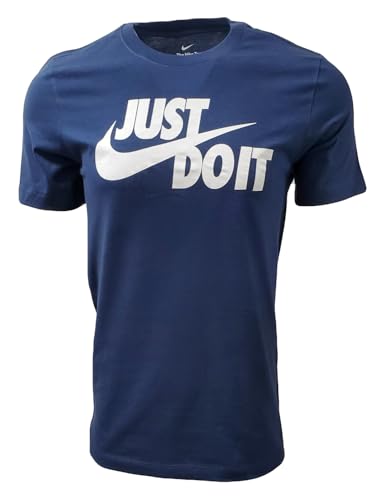Nike Men's Sportswear Tee Just Do It Swoosh (Large, Navy/White)