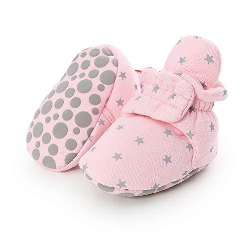 Image of HsdsBebe Unisex Newborn Baby Cotton Booties Non-Slip Sole for Toddler Boys Girls Infant Winter Warm Fleece Cozy Socks Shoes
