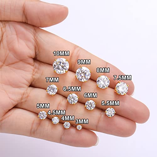 Moissanite Stud Earrings Screw Back 1.2Ct 5.5Mm 18K White Yellow Gold Plated S925 Sterling Silver Round Cut D Color Vvs1 Clarity Lab Created Moissanite Diamond Stud Earrings For Women Girls Men #TOP1