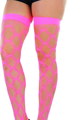Image of ToBeInStyle Women's Multi-Strand Large Diamond Fence Net Thigh High Stockings