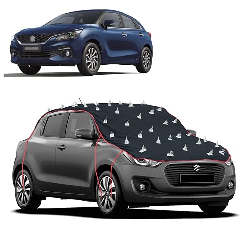 Image of Dog Protection Spike Car Cover for Baleno Bonnet to Roof Easy Installation with 4 Elastic Hook Strap | Anti-Scratch Soft Cotton Inner | Complete Protection from Street Dogs & Monkeys
